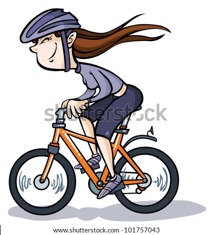 Cartoon Girl on Bike.