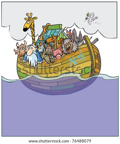 Noah'S Ark Cartoon. Stock Vector Illustration 76488079 : Shutterstock