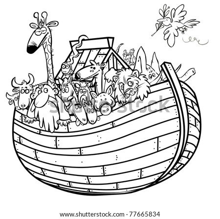 Noah'S Ark Outline Cartoon. Stock Photo 77665834 : Shutterstock