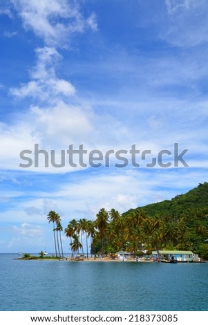 Marigot Bay in St Lucia. Marigot Bay is located on the west coast of the Caribbean island of St Lucia.