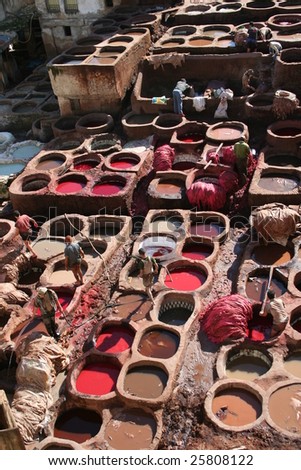 Leather tanning in Fes, Morocco