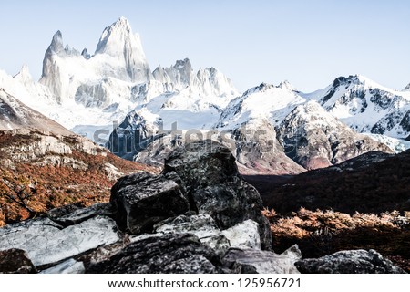 Nature landscape with Mt. Fitz Roy in Los Glaciares National Park, Patagonia, Argentina ( HDR image )