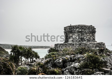 Ancient Mayan Architecture and Ruins located in Tulum, Mexico off the Yucatan Peninsula