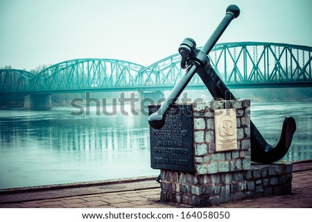 Poland - Torun famous truss bridge over Vistula river. Transportation infrastructure.