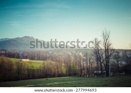 Panorama of Tatra Mountains in spring time, Poland