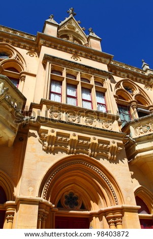 Classic Gothic architecture on a house in the old city of Mdina in Malta