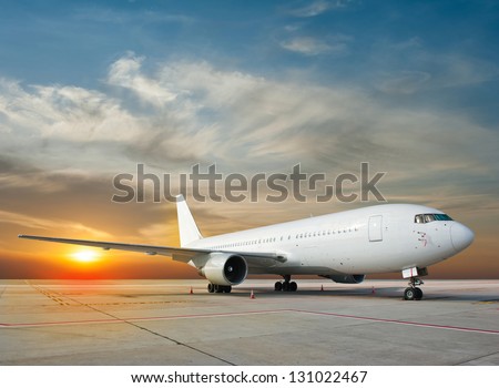 Commercial airplane with nice sky