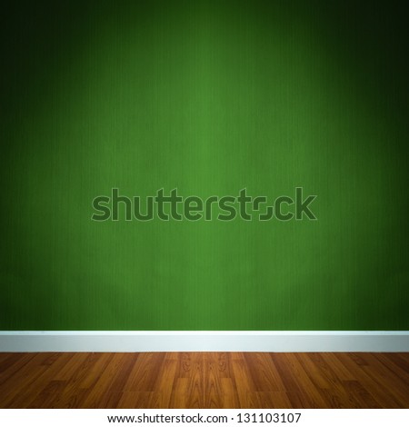 room interior with green wallpaper