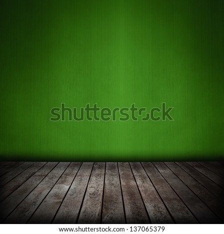 room interior with green wallpaper background