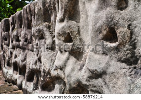 sandstone carving at Phimai  Castle, Thailand