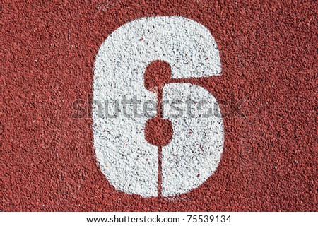 Number six on the start of a running track - check my portfolio for other numbers