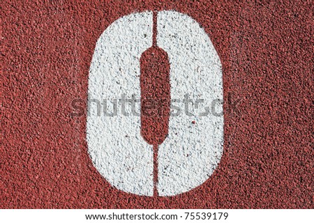Number zero on the start of a running track - check my portfolio for other numbers