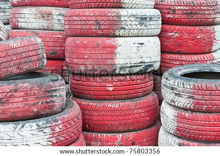 Tire Pile in A Racing Circuit