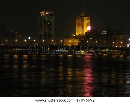 Different shots of Cairo and the river Nile at night