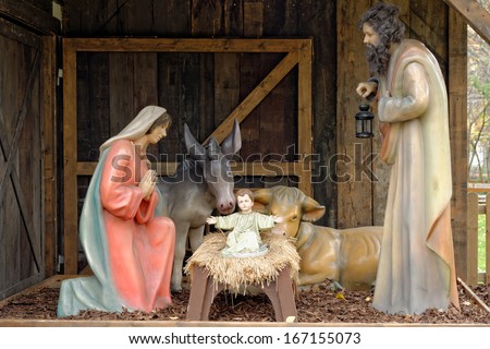 Nativity scene, depicting the birth of Jesus on Vienna square, Austria