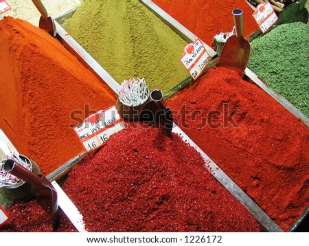 Spices for sale at the Egyptian Spice Bazaar in Istanbul, Turkey