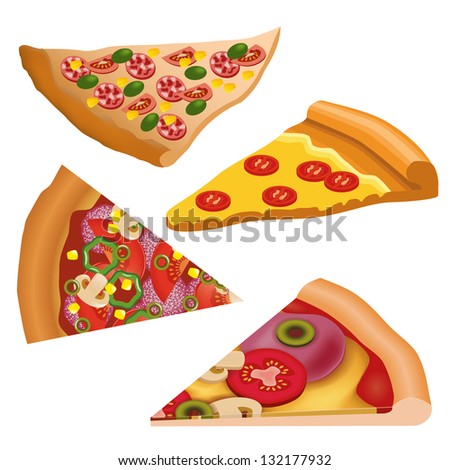 Slice Of Pizza Collection Stock Vector Illustration 132177932 ...