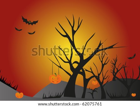Evening night a bat a pumpkin wood a black holiday a decline a grass tradition a holiday