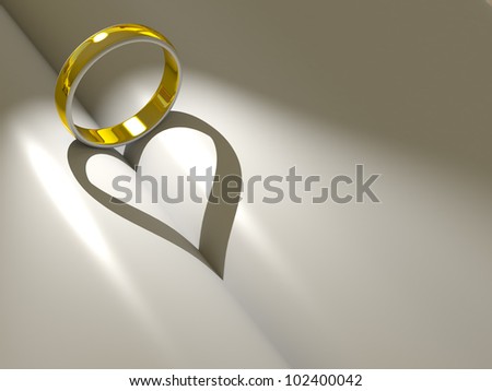 Wedding ring casting a heart