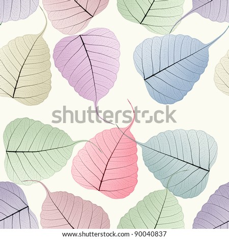 seamless colorful skeleton leaf background