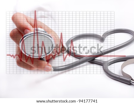 Female hand holding stethoscope; health care concept