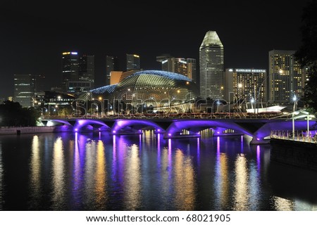 SINGAPORE - OCTOBER 30: View of Singapore financial district with Singapore River in the foreground. October 30, 2010 in Singapore.