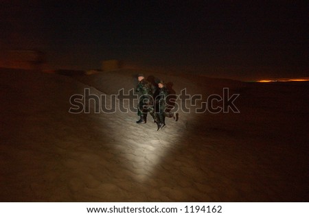 military running at night