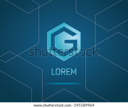 Abstract Hexagon Vector Emblem Design Template. Creative Blue Concept Icon. Combination of Letter G