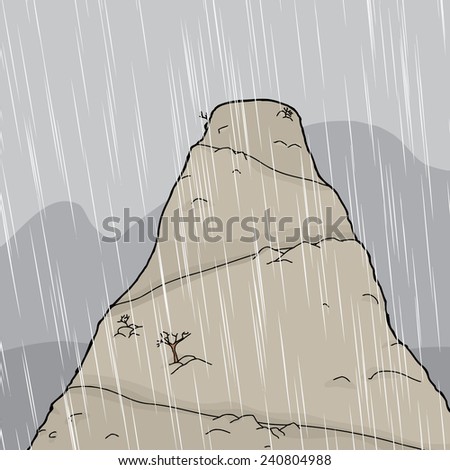 Thunderstorm with rain over tall mountain