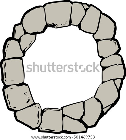 Top down view on old stone ring for well or Letter O