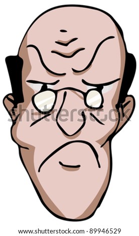 Middle-Aged Bald Frowning Man With Glasses Over White Stock Vector ...