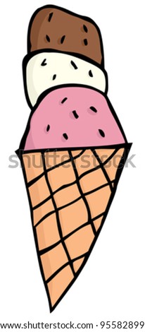 Ice Cream Cone (3 Scoop) clip art Free Vector / 4Vector