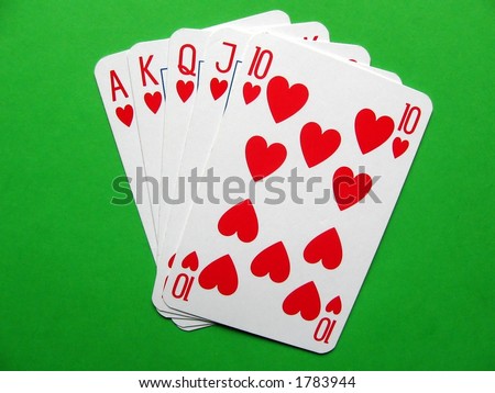 winning poker hand...  hearts royal poker