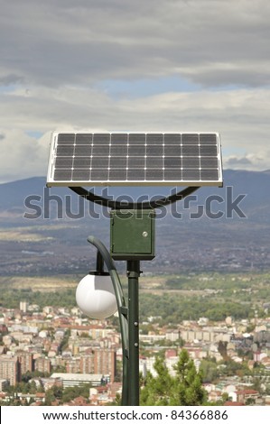 A solar panel powered street light bulbs