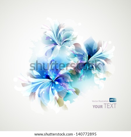 Tender background with blue abstract flowers