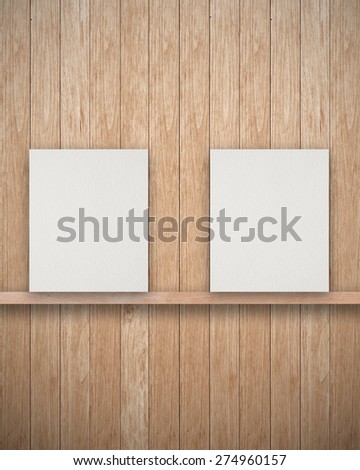 Empty wood shelf and empty paper