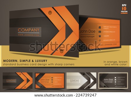 Modern, simple & luxury standard business card design with sharp corners