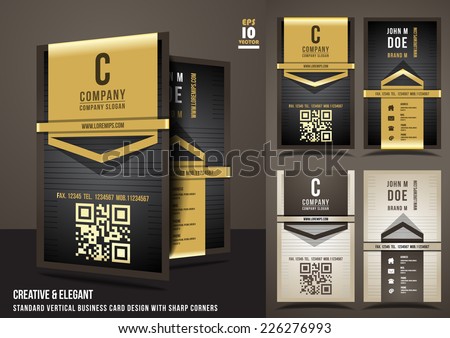 Creative & elegant standard vertical business card design with sharp corners