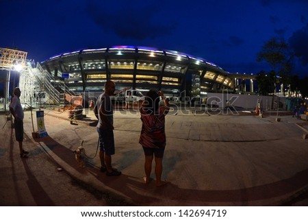 RIO DE JANEIRO - MAY 30:  The stadium of the Maracana is being remodelled for the 2014 world cup. Outside Maracana Stadium on may 30, 2013 in Rio de Janeiro, Brazil.