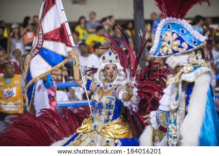 RIO DE JANEIRO, RJ /BRAZIL - MARCH 01:  parade of samba schools Parque Curicica, access group in Carnival 2014 on march 01, 2014 in Rio de Janeiro.