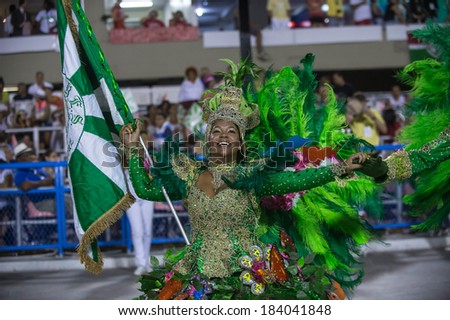RIO DE JANEIRO, RJ /BRAZIL - MARCH 01:  parade of samba schools Santa Cruz, access group in Carnival 2014 on march 01, 2014 in Rio de Janeiro.