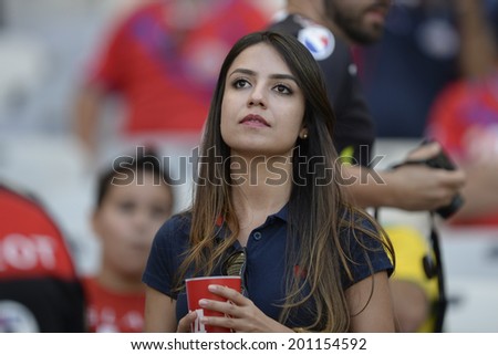 BELO HORIZONTE, BRAZIL - June 24, 2014: A fan during the World Cup Group D game between Costa Rica and England at Estadio Mineirao.