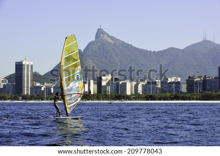 RIO DE JANEIRO, RJ-BRAZIL - AUGUST 07: Dorian Van, Piotr Myszka, class RS:X Men during International Sailing Regatta 2014, test event for the Olympic Games 2016, on august 07, 2014 in Rio de Janeiro