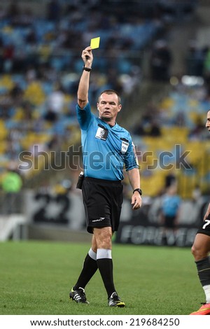 RIO DE JANEIRO, BRAZIL - September 25, 2014: Leandro Pedro Vuaden referee during the brazilian championship. Botafogo is facing Goias at Maracana Stadium.