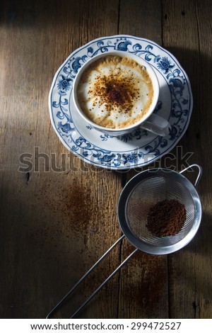Hot coffee with cake
