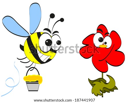 Bee And Flower. Stock Vector 187441907 : Shutterstock