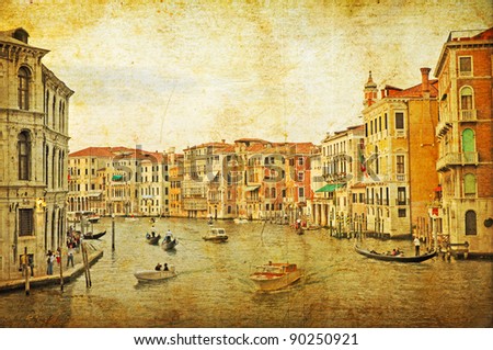 Venetian Grand Channel with its typical Venetian architecture and gondolas.