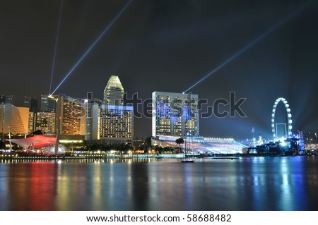 Singapore river shining gorgeously at night