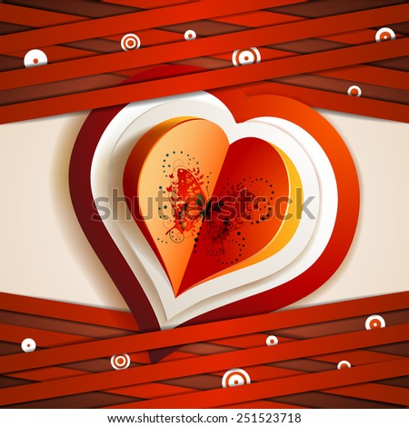 Valentine\'s day card with hearts and butterfly