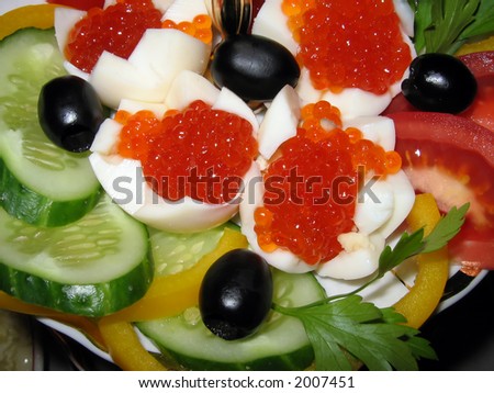 Olive, snack, cucmber, pepper, tomato, egg